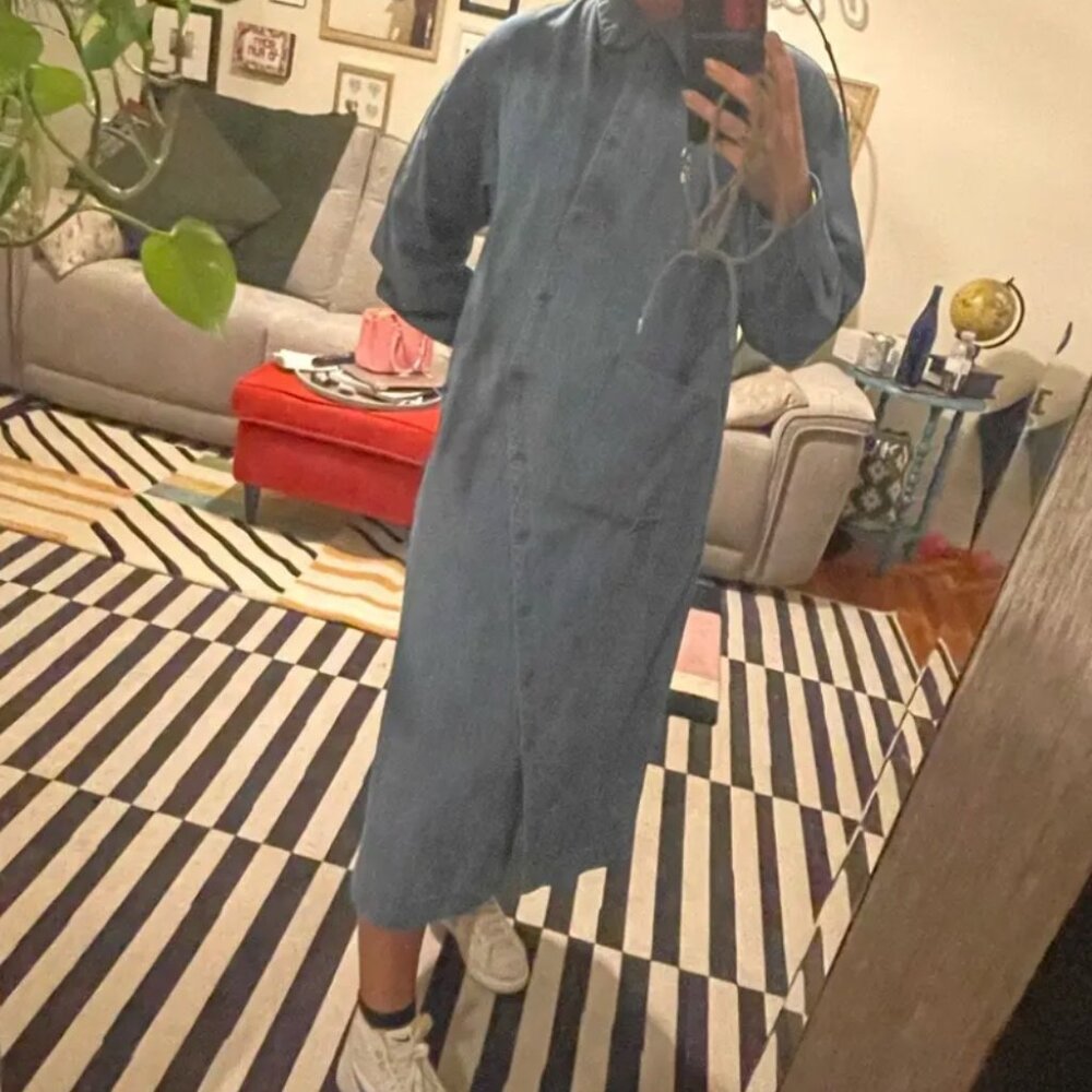 TIBI Lightweight Stone Wash Denim Shirtdress - Picture 12 of 12